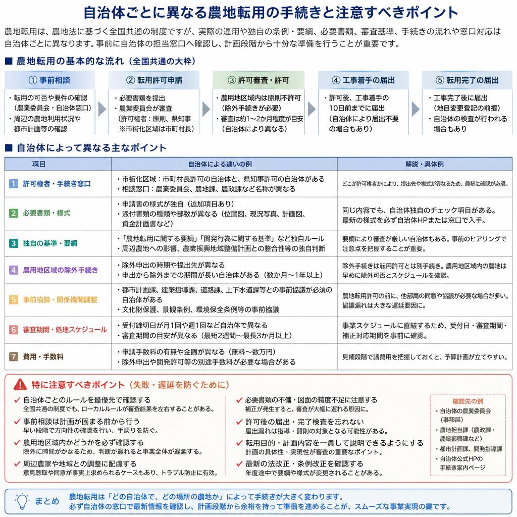 各自治体ごとの手続きの違い