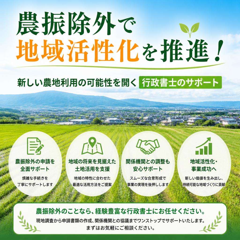 農振除外で地域活性化を推進！新しい農地利用の可能性を開く行政書士のサポート