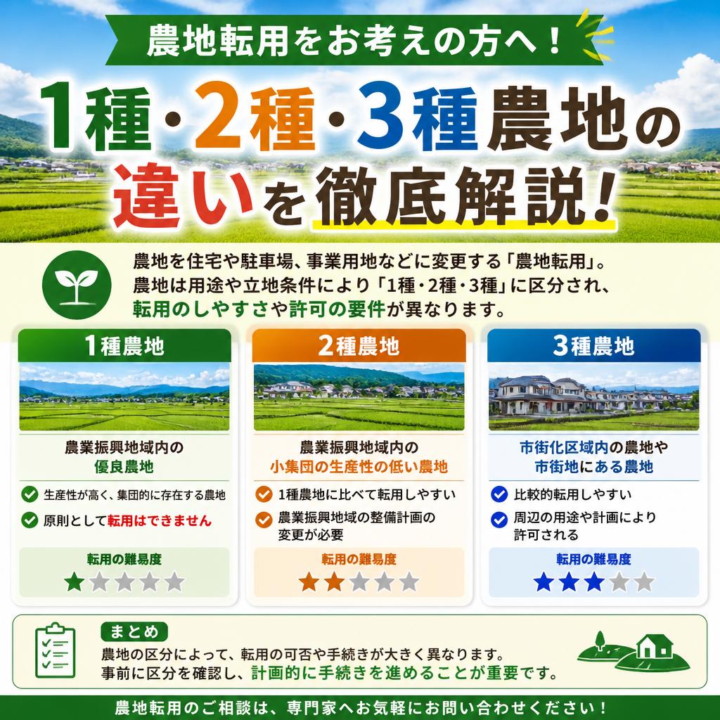 農地転用をお考えの方へ！1種・2種・3種農地の違いを徹底解説！