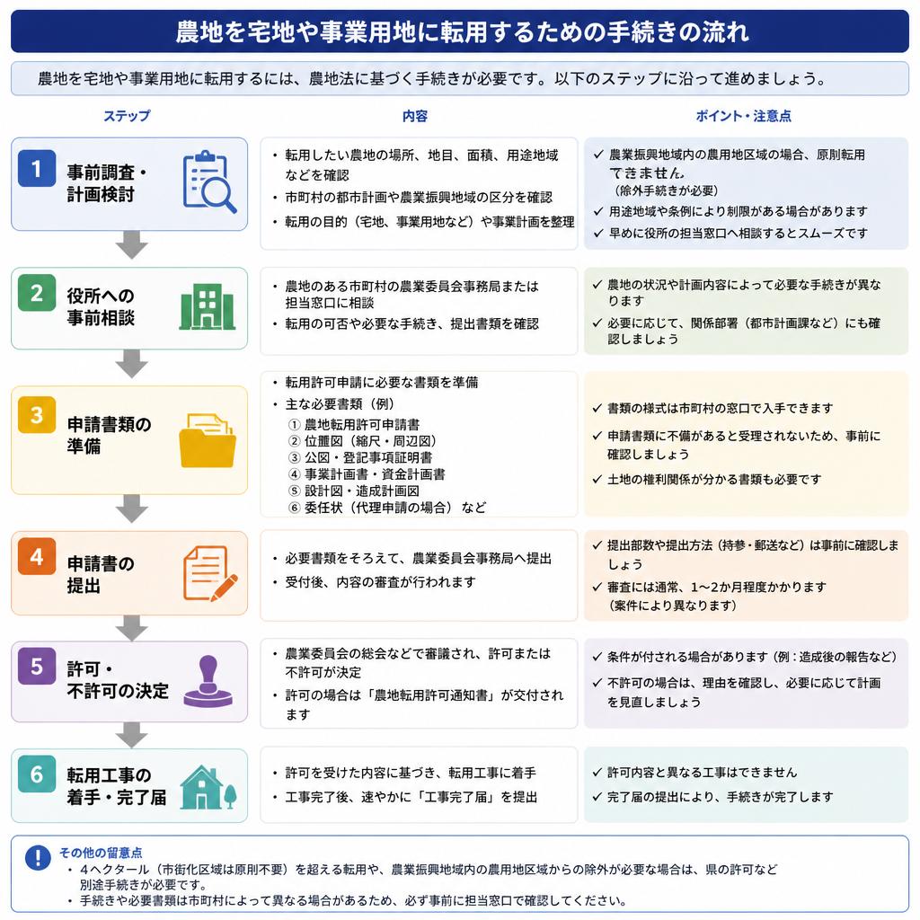 1種農地の転用手続きの流れ