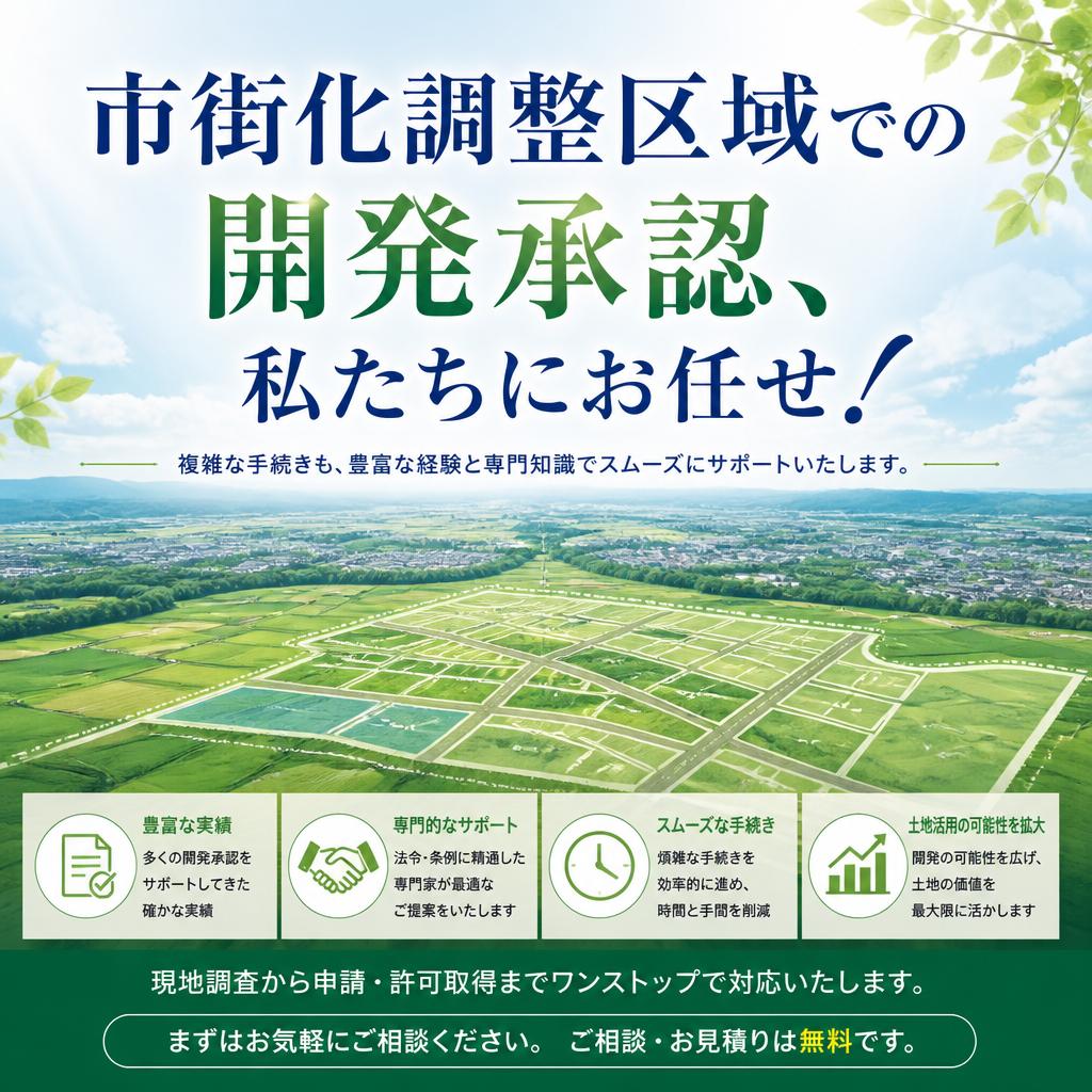 市街化調整区域での開発承認、私たちにお任せ！