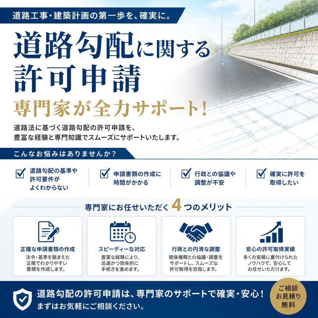 道路勾配に関する許可申請、専門家が全力サポート！