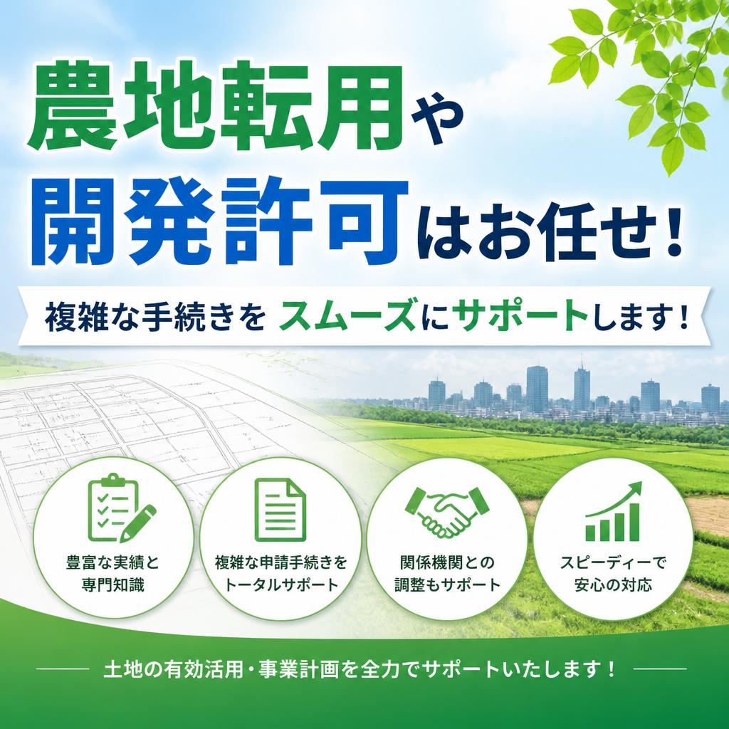 農地転用や開発許可はお任せ！複雑な手続きをスムーズにサポートします！