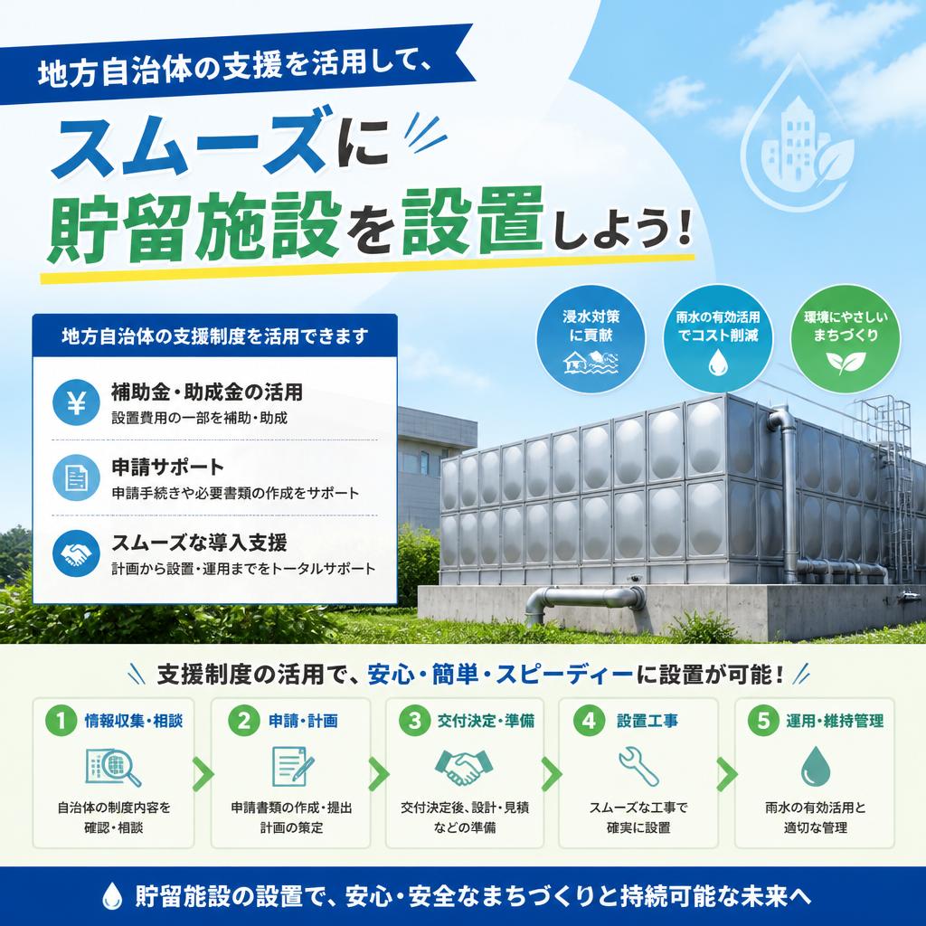 地方自治体の支援を活用して、スムーズに貯留施設を設置しよう！
