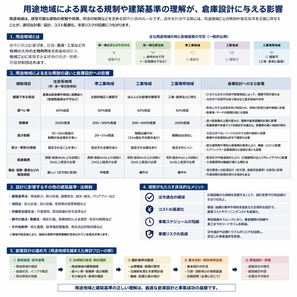 2. 倉庫建築における用途地域の影響