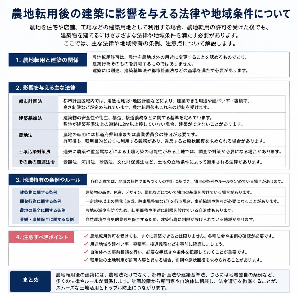 注意すべき法律や条件