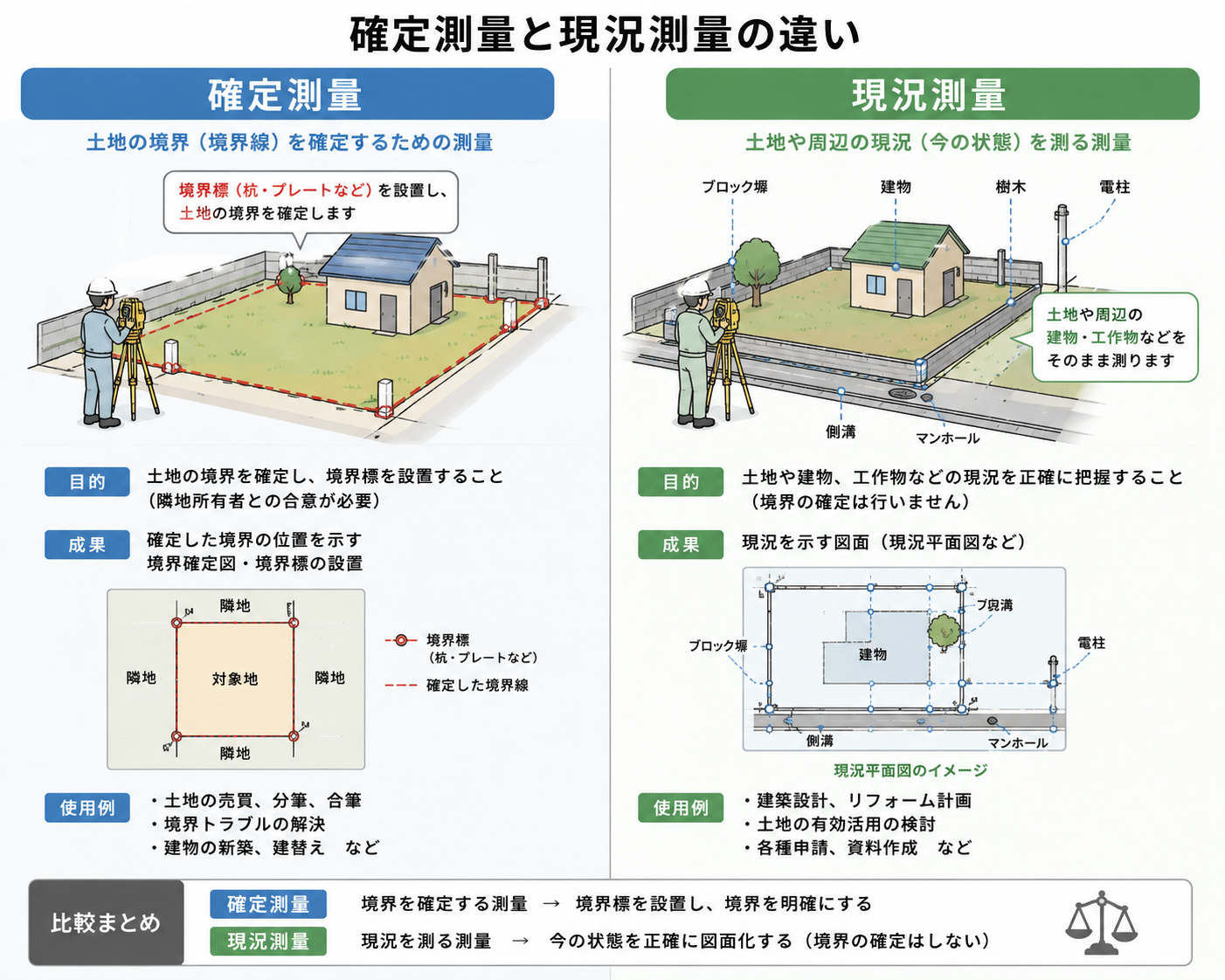確定測量と現況測量の違い