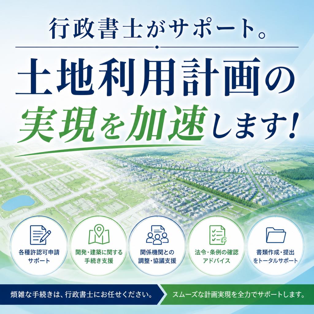 行政書士がサポート。土地利用計画の実現を加速します！
