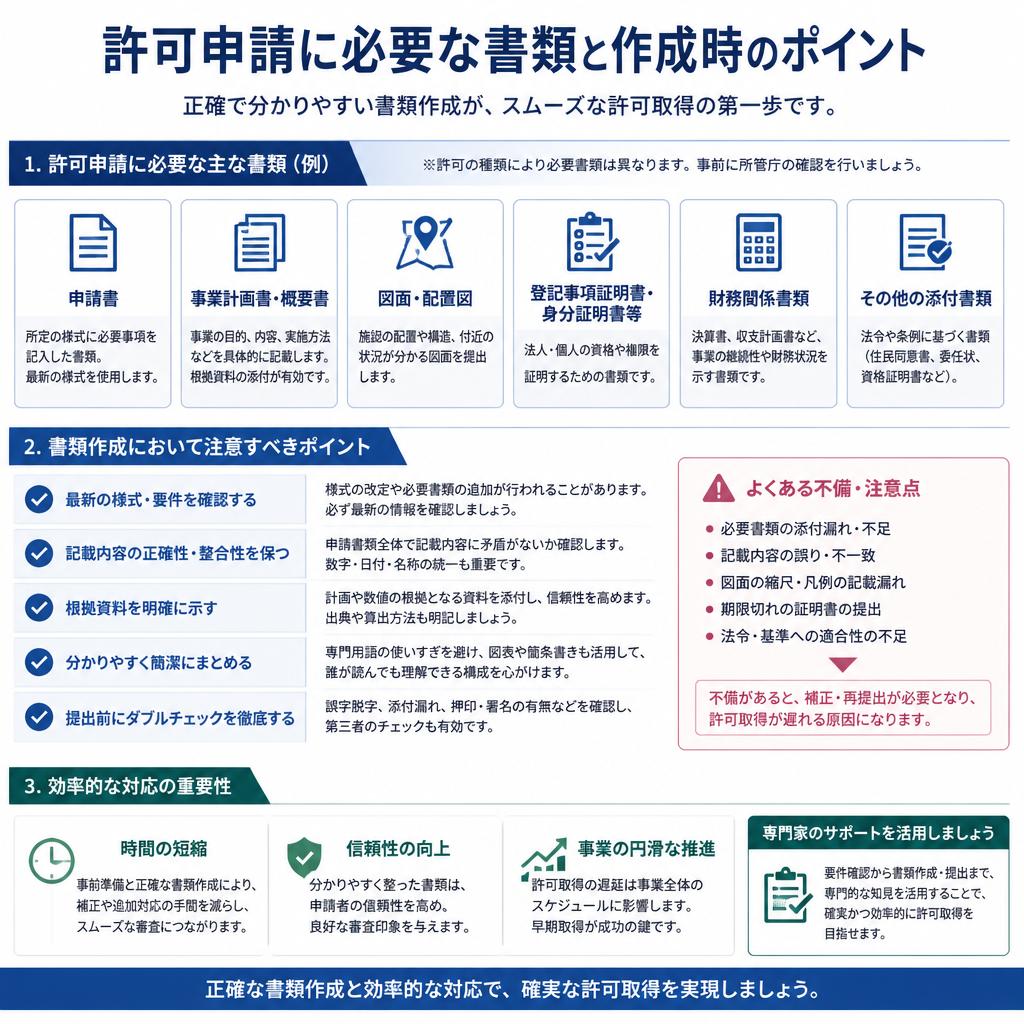 許可取得に必要な書類と注意点
