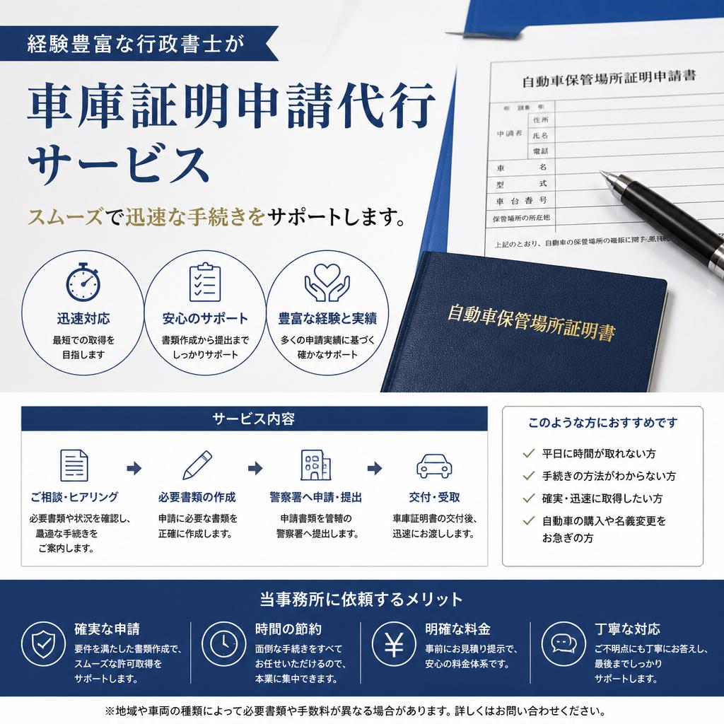弊社の車庫証明申請代行サービス