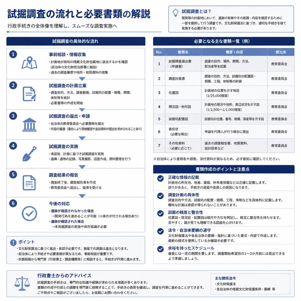 試掘調査の流れと必要書類