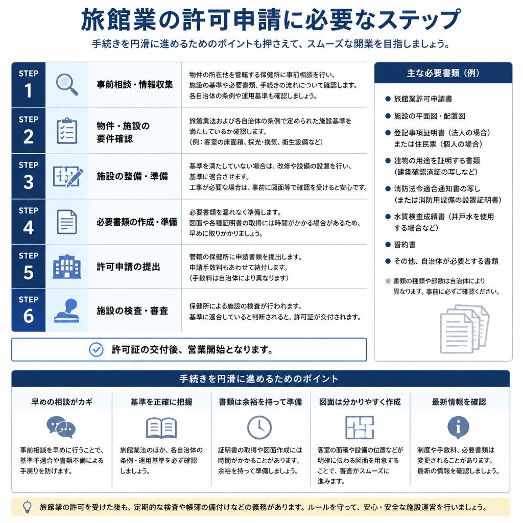 福岡市内における旅館業法の許可取得の流れ