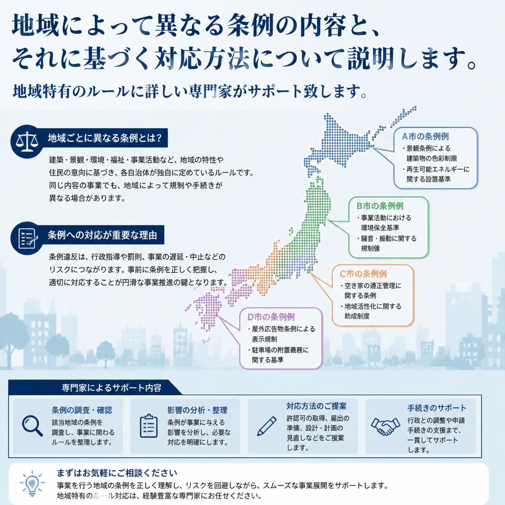 地域ごとの条例の違いと対応方法