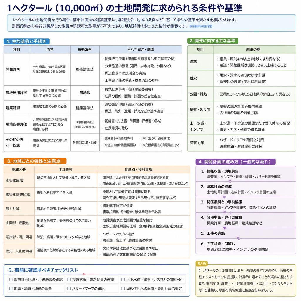2. 1ヘクタールの開発に必要な条件