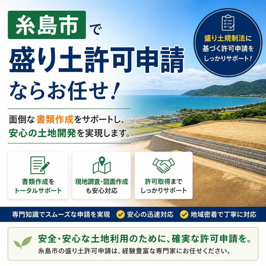 糸島市で盛り土許可申請ならお任せ！面倒な書類作成をサポートし、安心の土地開発を実現します。