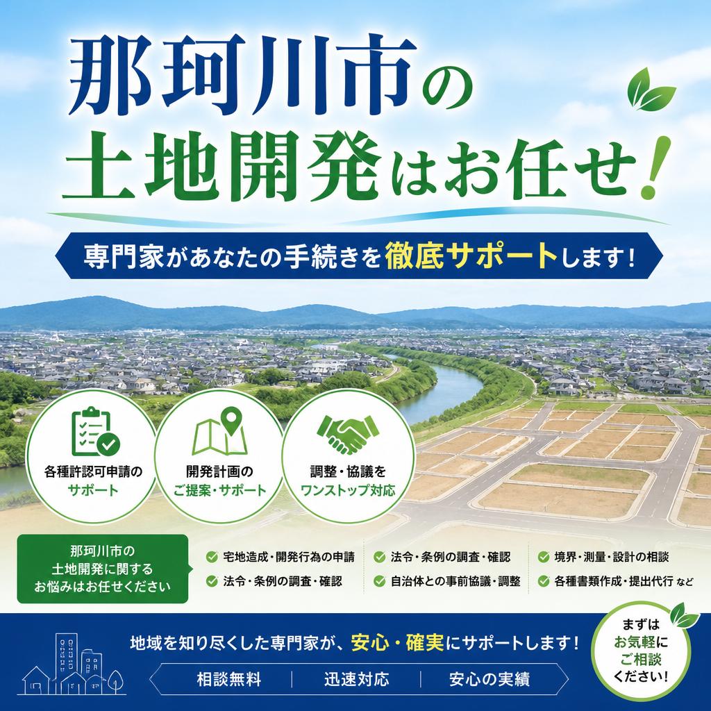 那珂川市の土地開発はお任せ！
専門家があなたの手続きを徹底サポートします！