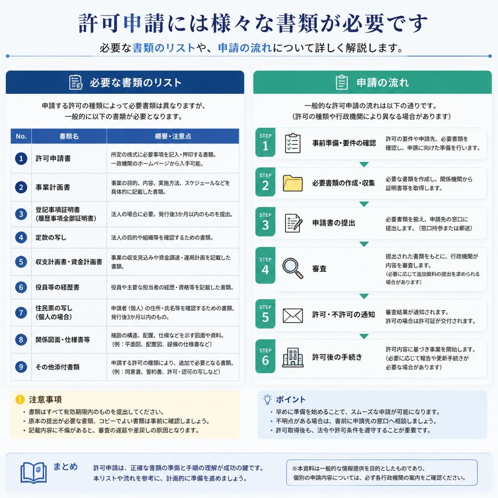 許可申請の流れと必要書類