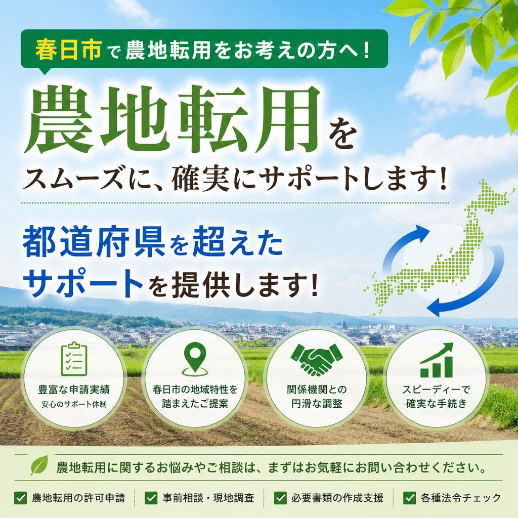 春日市で農地転用をお考えの方へ！都道府県を超えたサポートを提供します！