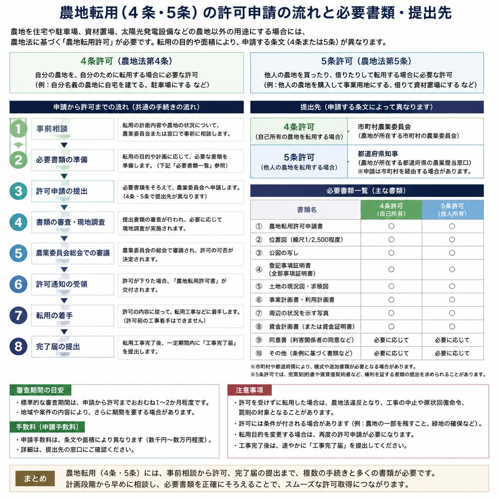 4条および5条の許可申請の流れ