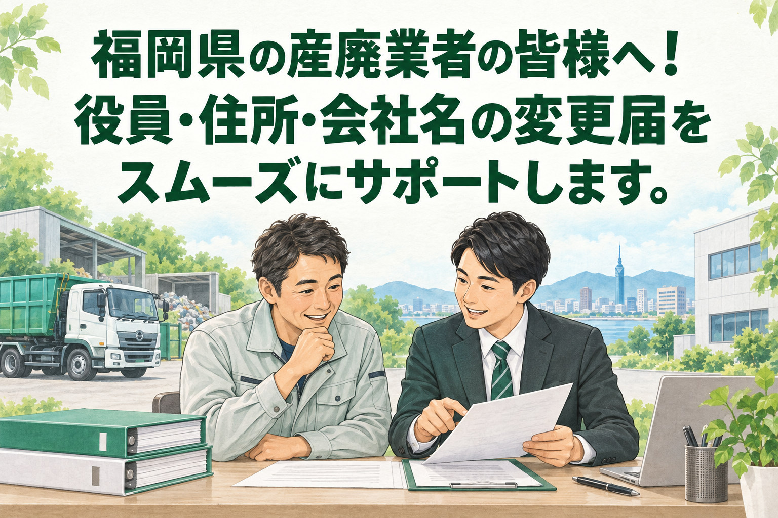 福岡県の産廃業者の皆様へ！役員・住所・会社名の変更届をスムーズにサポートします。